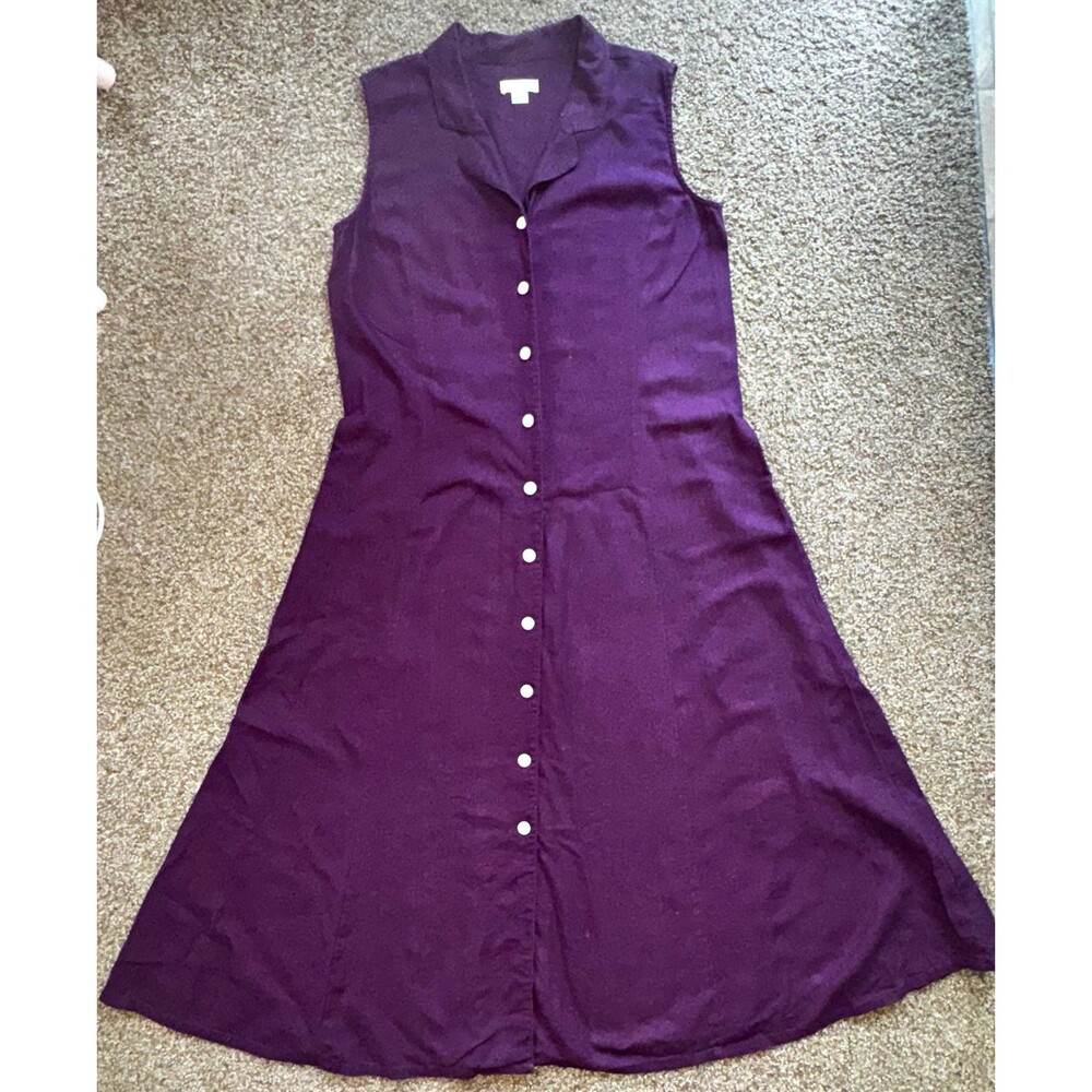 Christopher & Banks Women’s Purple Collared Sleeveless Fit & Flare Long Dress 14